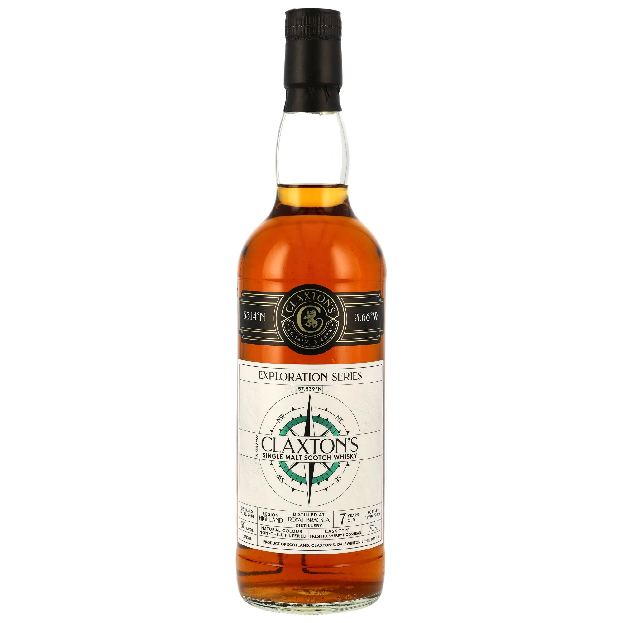Royal Brackla 7 Jahre 2018/2025 Fresh PX Sherry Cask (Claxtons) 50% 0,7l