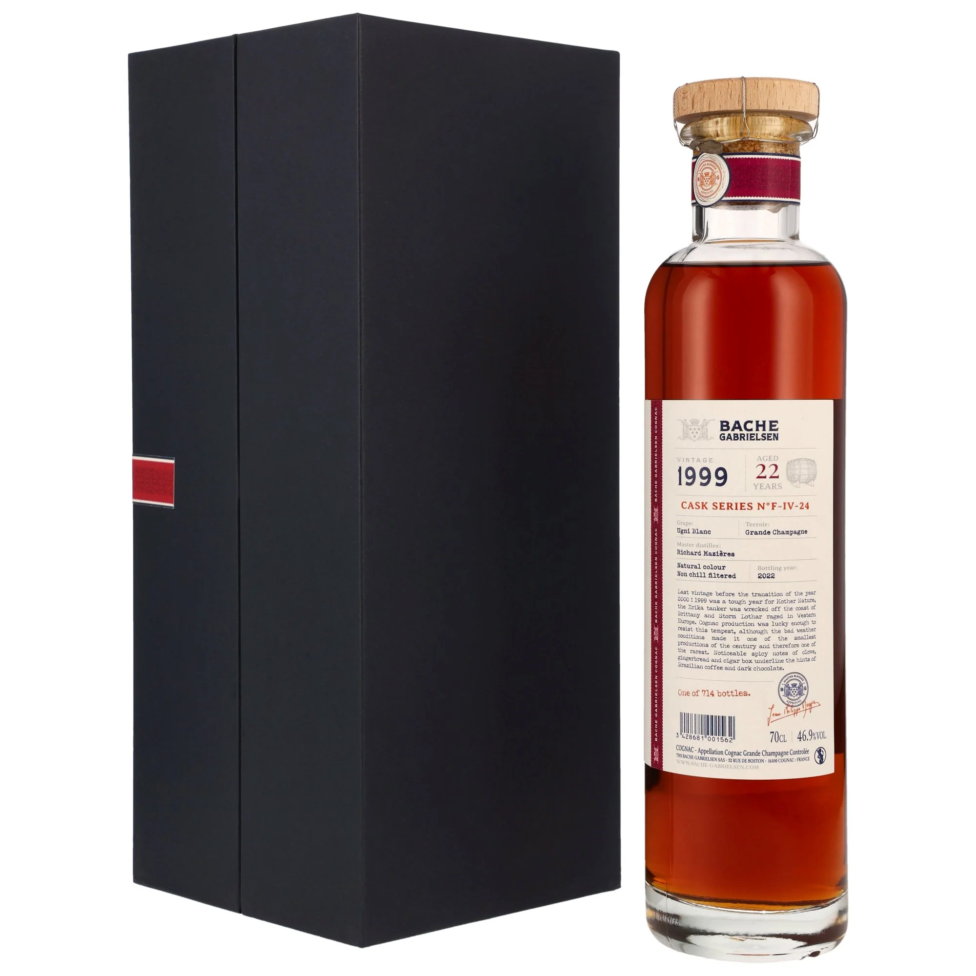Bache-Gabrielsen Cognac GC Vintage 22 Jahre 1999/2022 in GP 46,9% 0,7l - Image 2