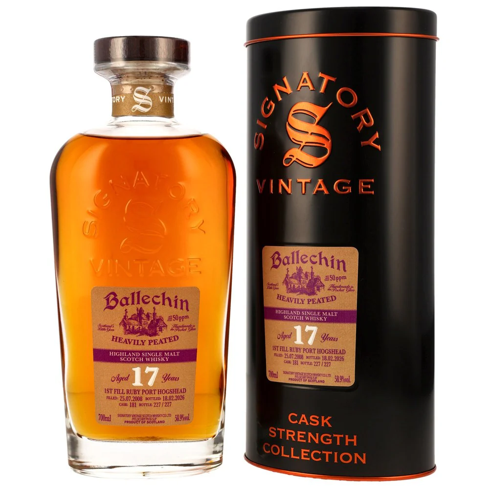 Ballechin 17 Jahre 2008/2026 - 1st Fill Ruby Port Hogshead #181 Sig CS 58,9% 0,7l