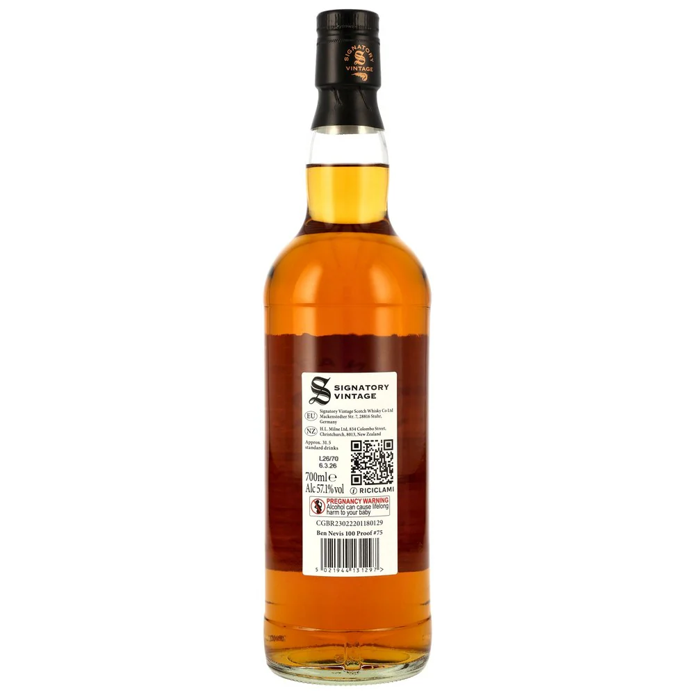 Ben Nevis 7 Jahre 2019/2026 - 2nd Fill Oloroso Sherry Butts - Signatory 100 PROOF Edition #75 57,1% 0,7l - Image 2