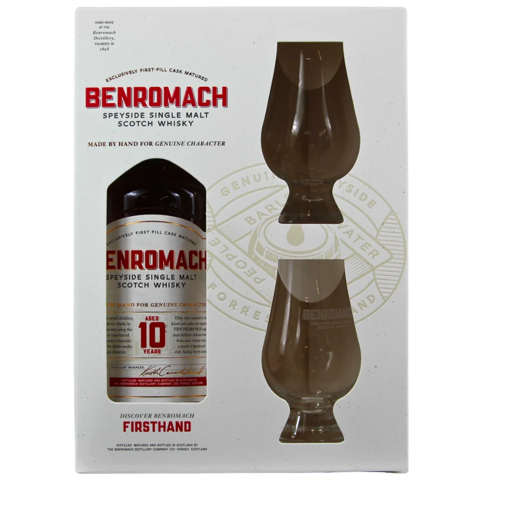 Benromach 10 Jahre Geschenkset 43% 1x0,7l +2 Gläser