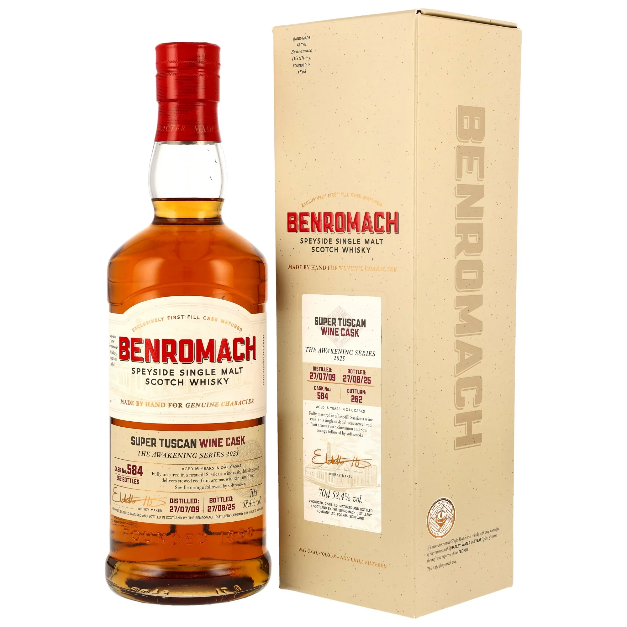 Benromach 16 Jahre 2009/2025 1st Fill Sassicaia Wine Cask #584 58,4% 0,7l