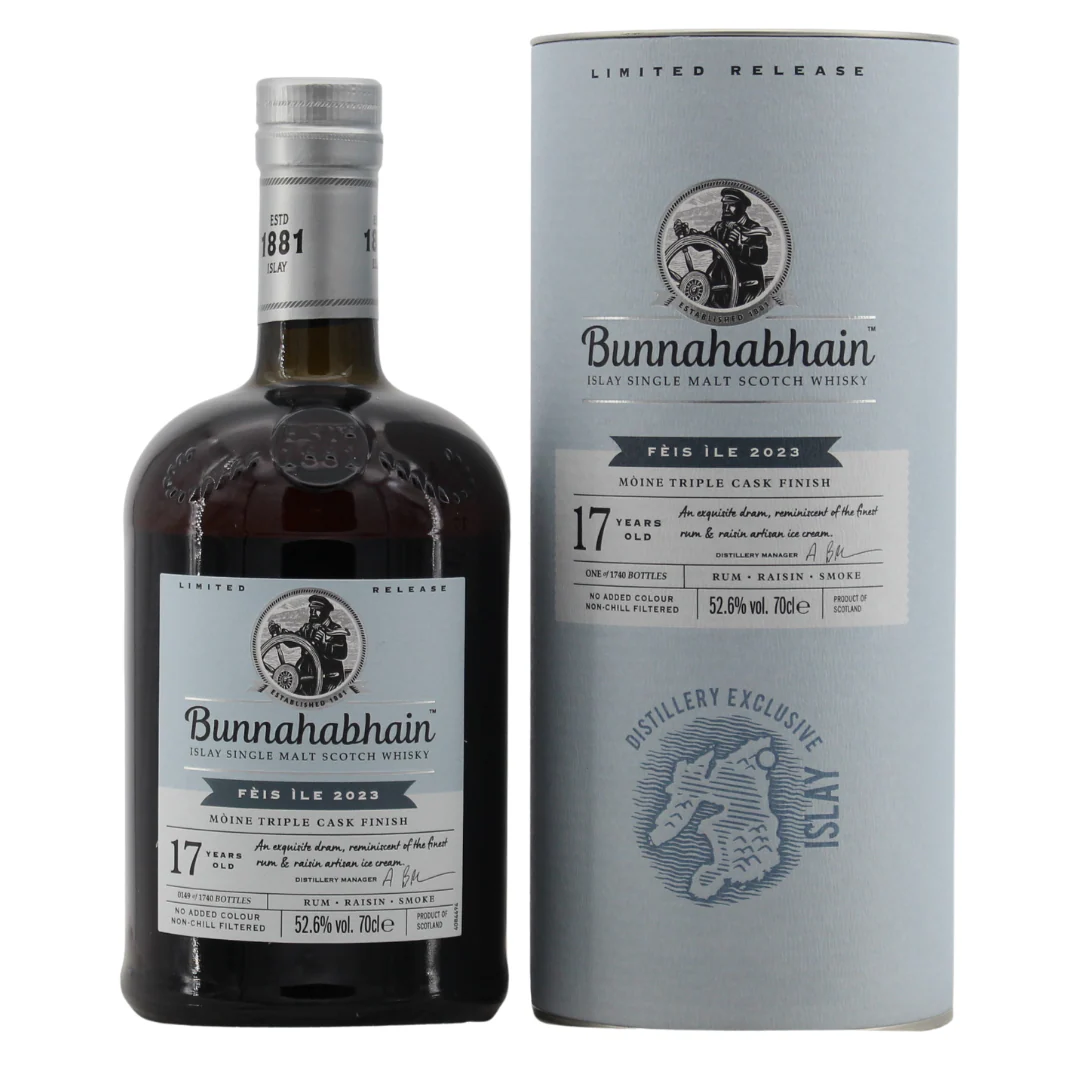 Bunnahabhain 17 Jahre Feis Ile 2023 Moine Triple Cask Finish 52,6% 0,7l