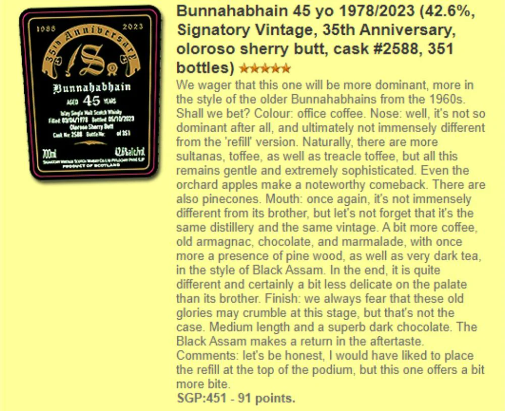 Bunnahabhain 45 Jahre SV 35th Anniversary Cask 2588 42,6% 0,7l - Image 5