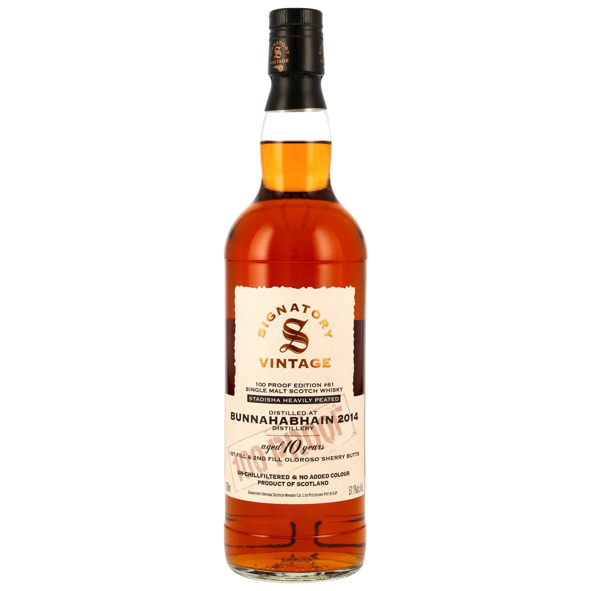 Bunnahabhain Staoisha 10 Jahre 2014/2025  Oloroso Sherry Butts SV 100 Proof Edition #61 57,1% 0,7l