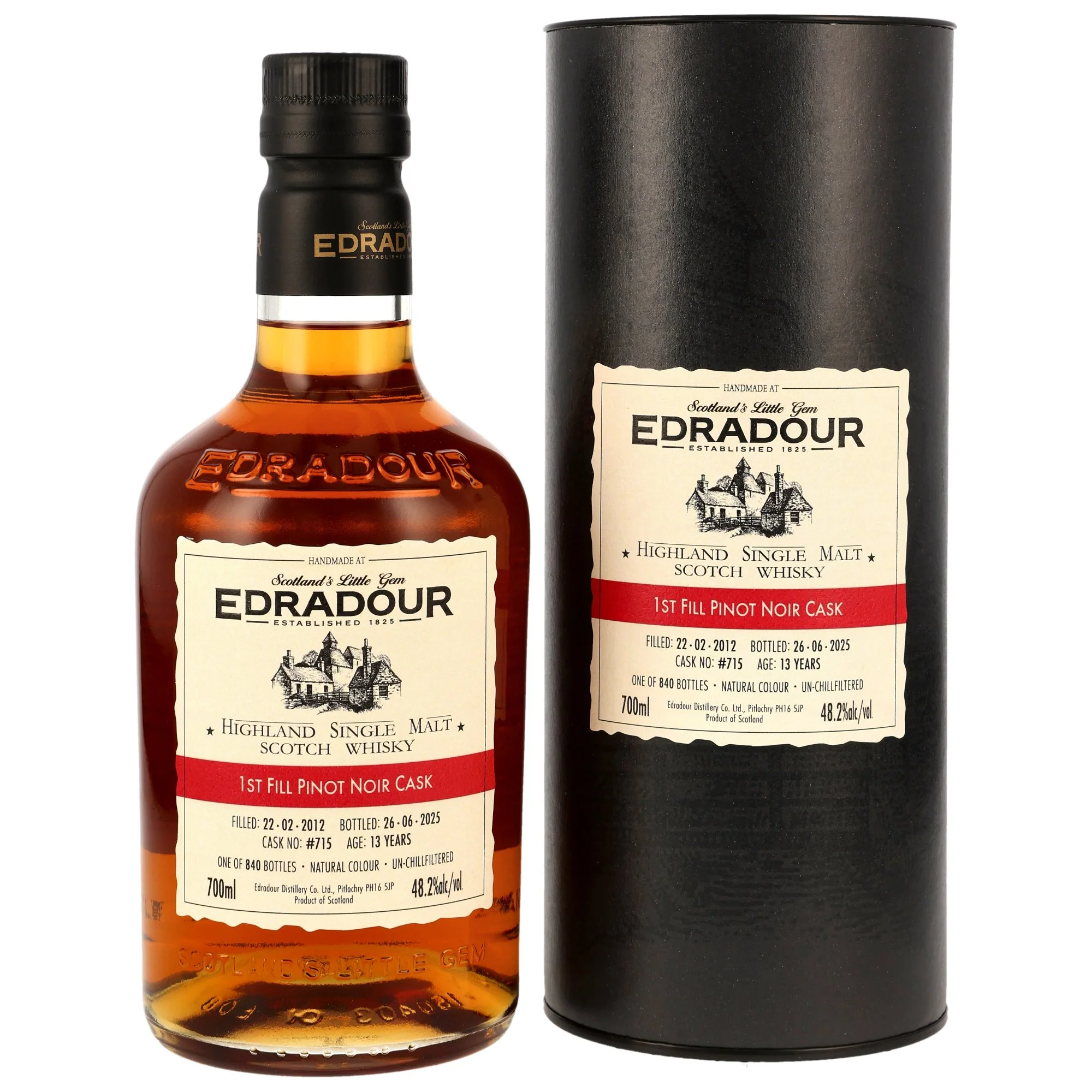 Edradour 13 Jahre 2012/2025 1st Fill Pinot Noir Cask #715 48,2% 0,7l