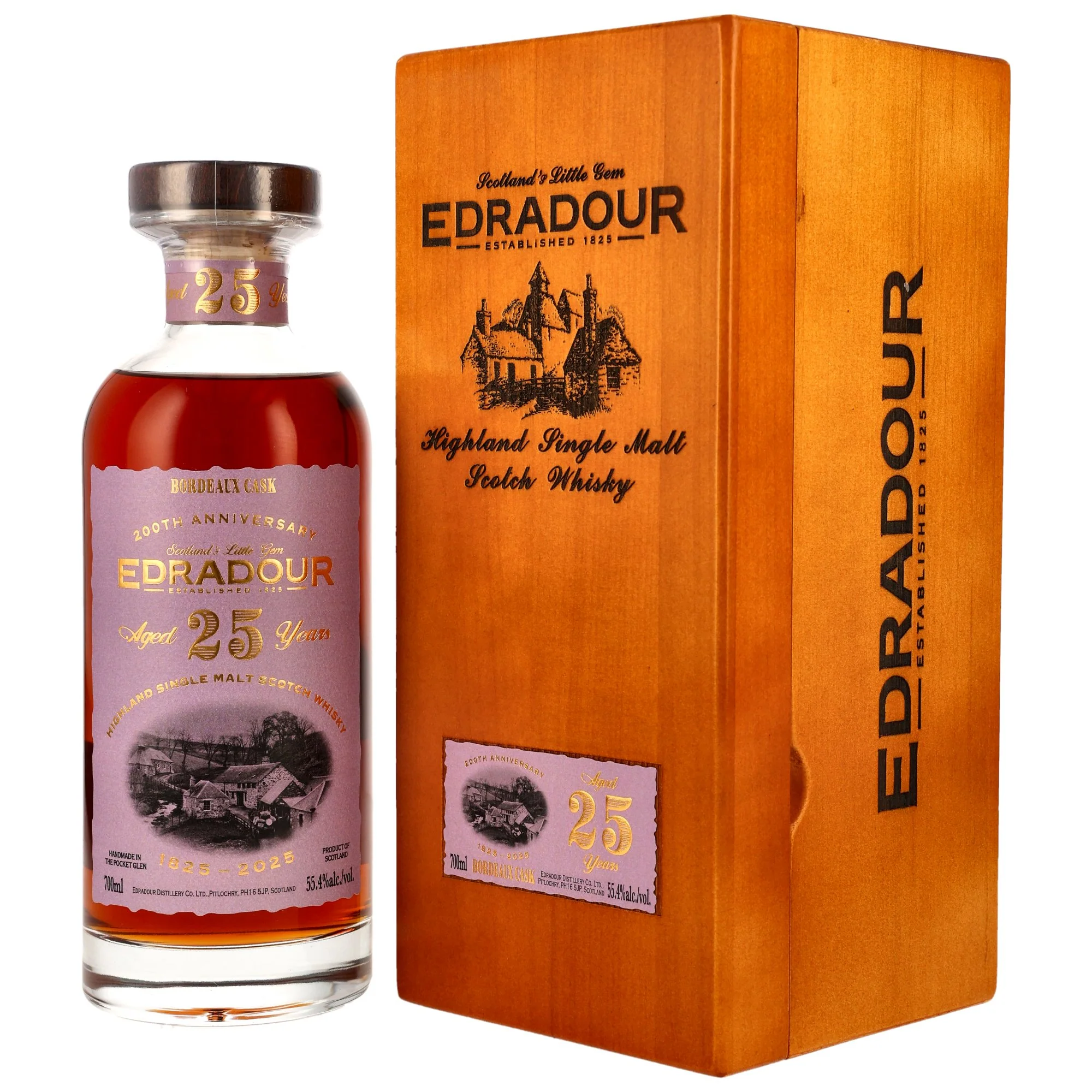 Edradour 25 Jahre 1999/2025 1st Fill Bordeaux Cask #816 200th Aniversary 55,4% 0,7l