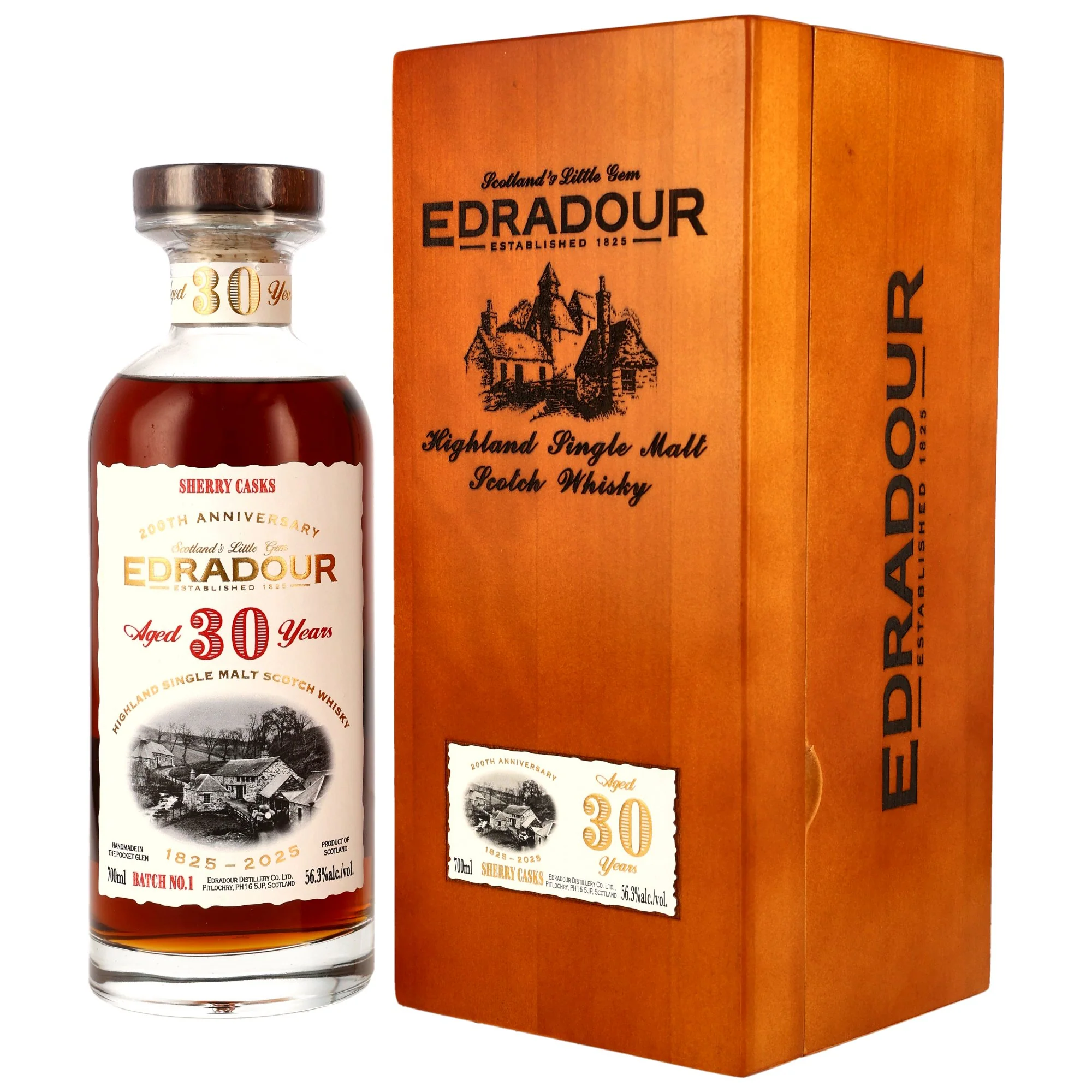 Edradour 30 Jahre 1995/2025 1st Fill Sherry Butts #2101+2109 Batch No.1 200th Aniversary 56,3% 0,7l