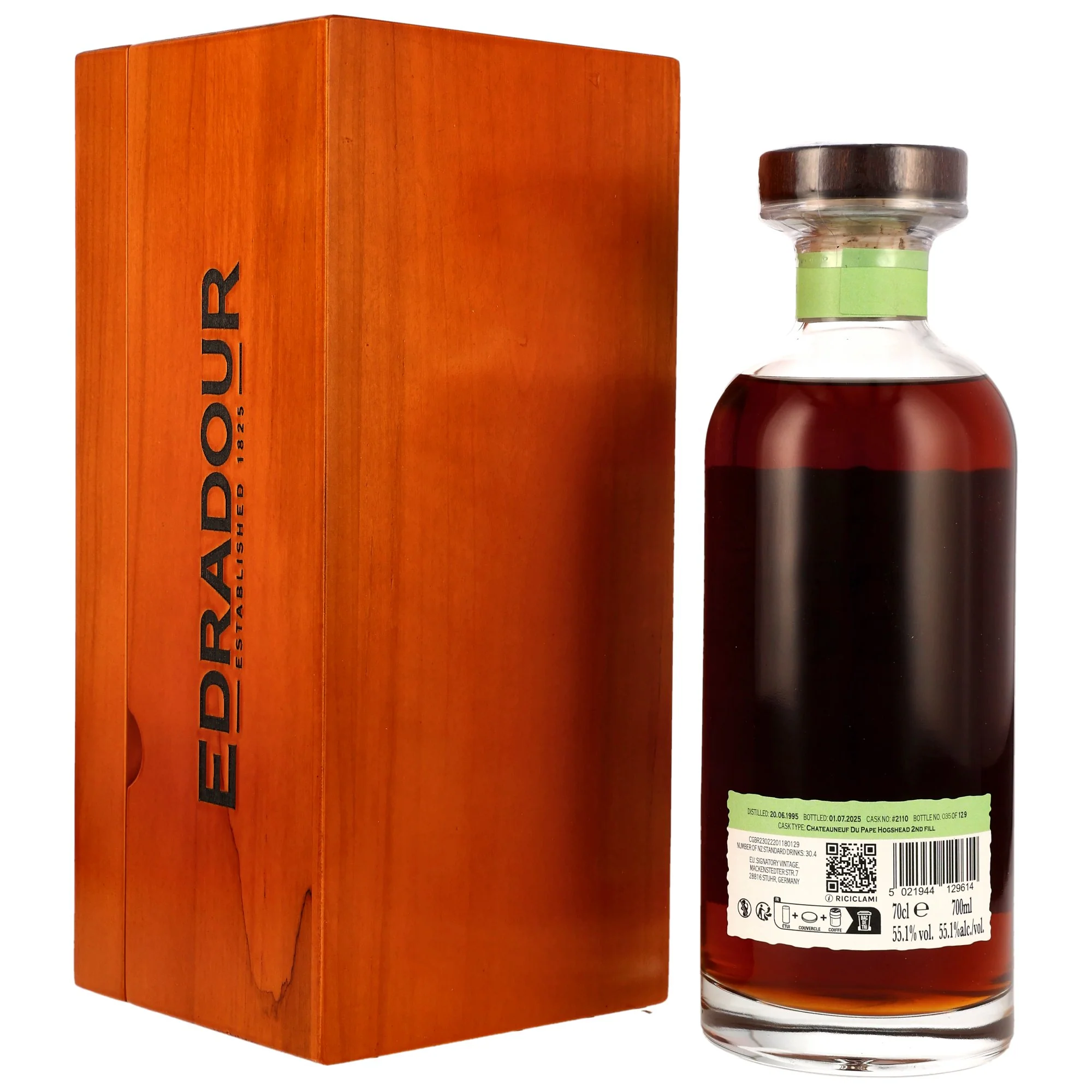Edradour 30 Jahre 1995/2025 Chateauneuf Du Pape Cask #2110 200th Aniversary 55,1% 0,7l - Image 2