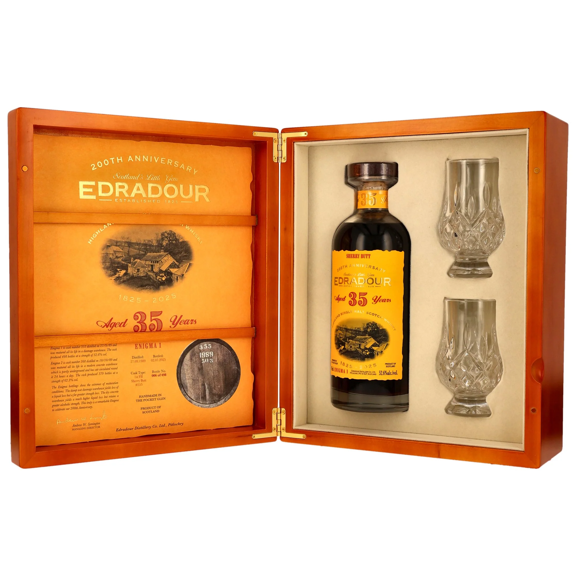 Edradour 35 Jahre 1989/2025 Enigma Part 1 1st Fill Sherry Butt #355 200th Aniversary 52,6% 0,7l