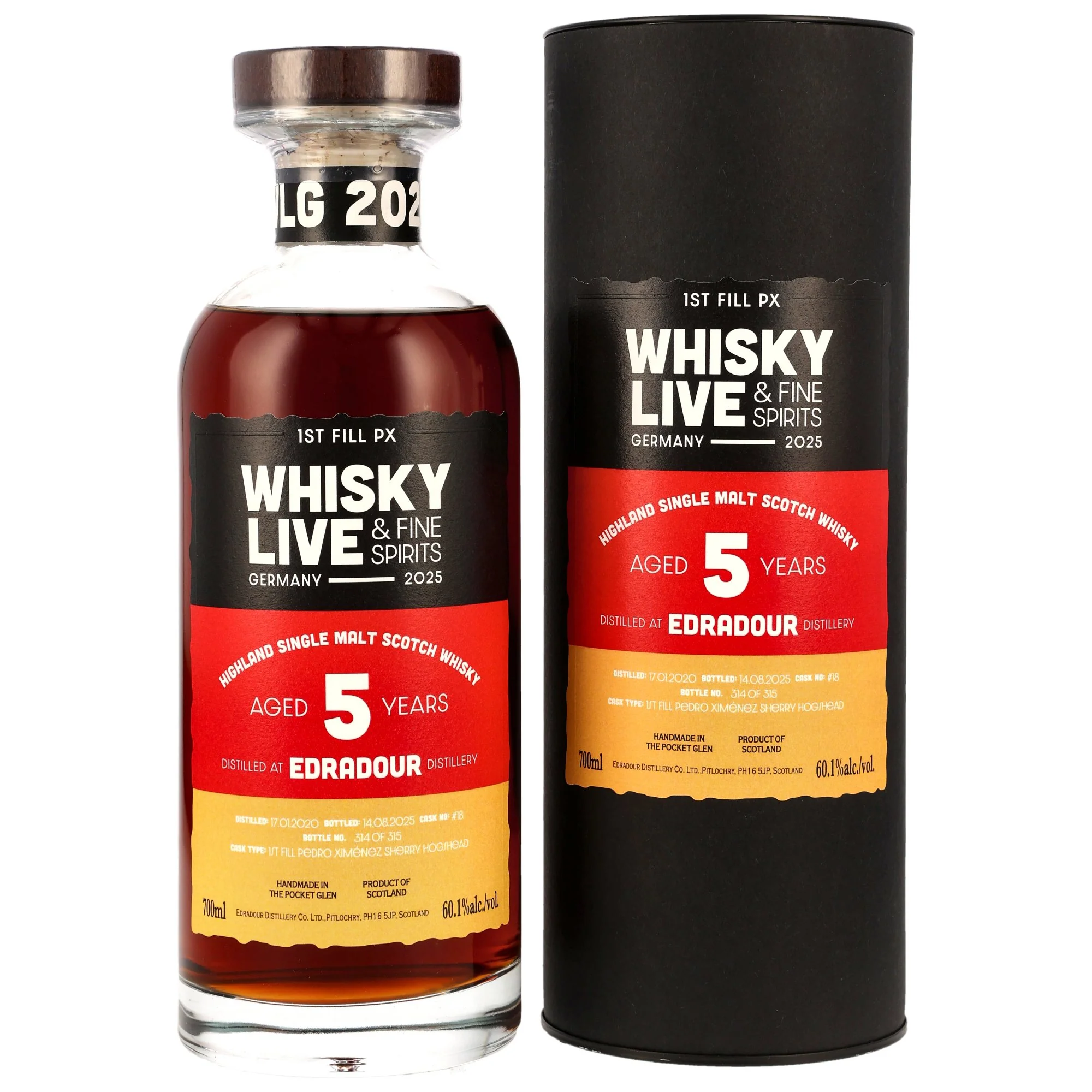 Edradour 5 Jahre 2020/2025 1st Fill PX Sherry Cask #18 SV 60,1% 0,7l