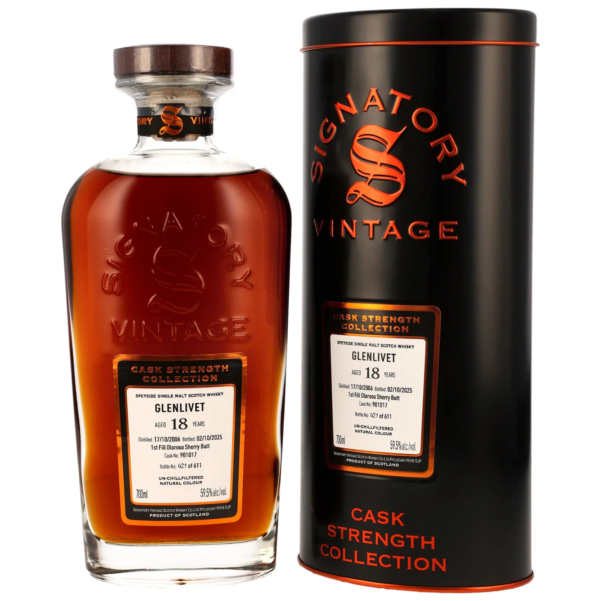Glenlivet 18 Jahre 2006/2025 1st Fill Sherry Butt #901017 SV 59,5% 0,7l