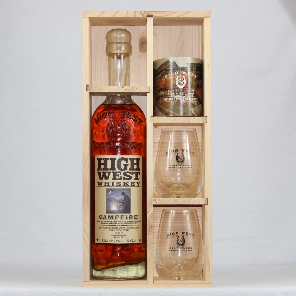 High West Campfire Whiskey 46% 0,7l in Holzbox mit 2 Gläsern
