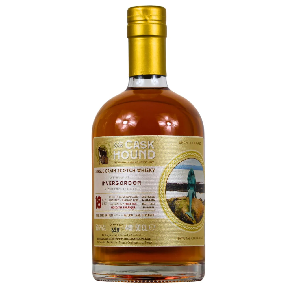 Invergordon 18 Jahre Single Grain Moscatel Cask Finish Caskhound 56,6% 0,5l
