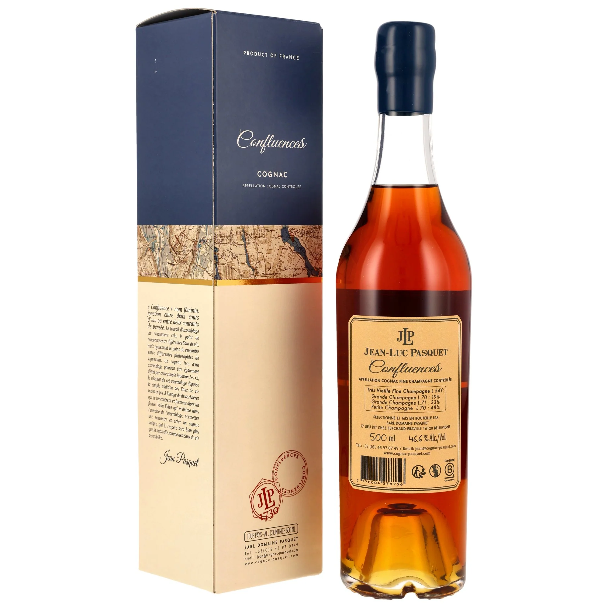 Jean-Luc Pasquet Cognac Tres Vieille Fine Champagne L.54Y 46,6% 0,5l - Image 2