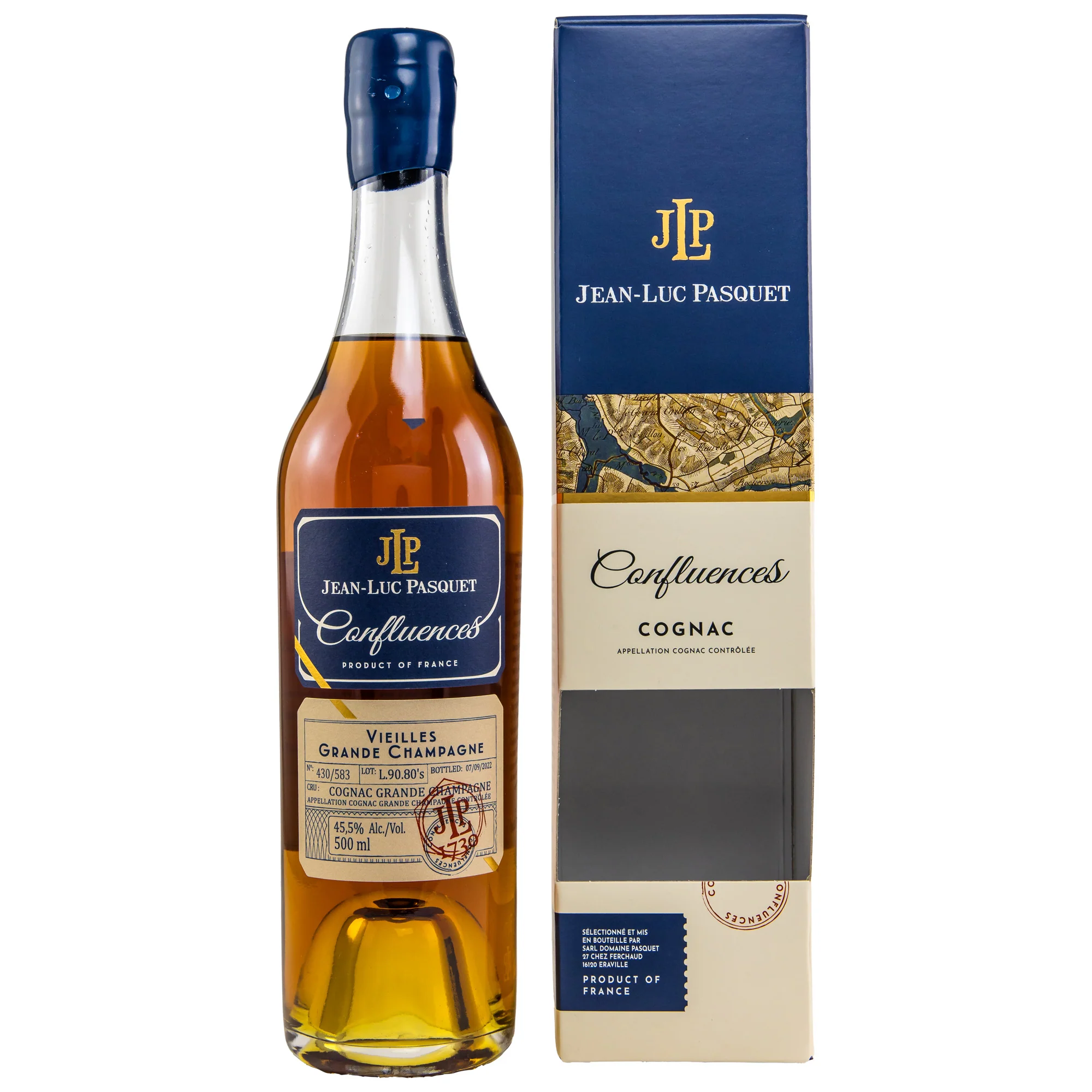 Jean-Luc Pasquet Cognac Vieilles Grande Champagne L.90.80s 45,5% 0,5l