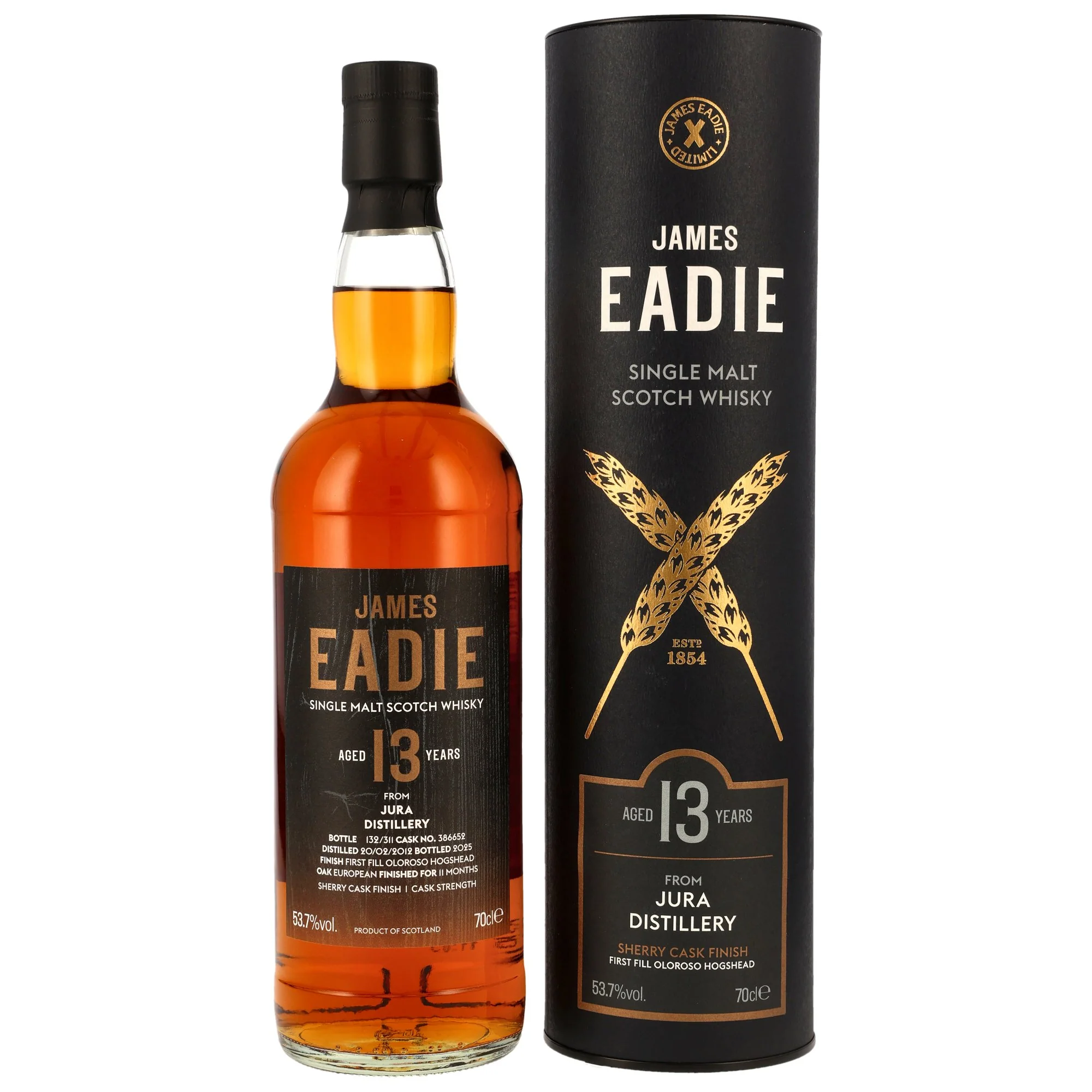 Jura 13 Jahre 2012/2025 1st Fill Oloroso Sherry HHD James Eadie 53,7% 0,7l