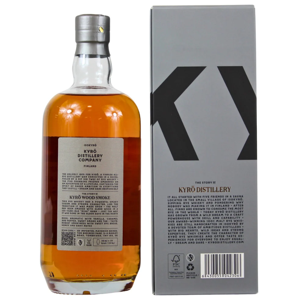 Kyrö Wood Smoke Malt Rye Whisky 47,2% 0,7l - Image 2