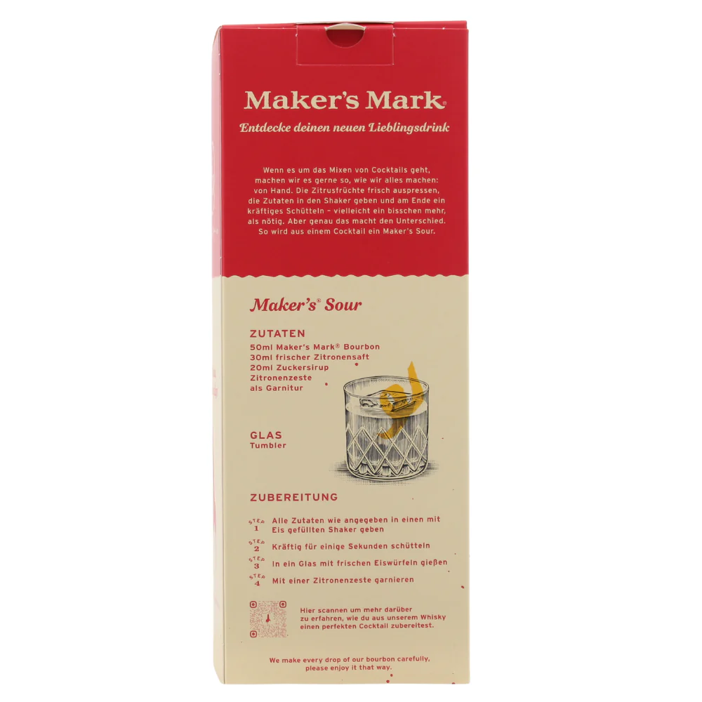 Maker's Mark Kentucky Straight Bourbon mit Tumbler 45% 0,7l - Image 5