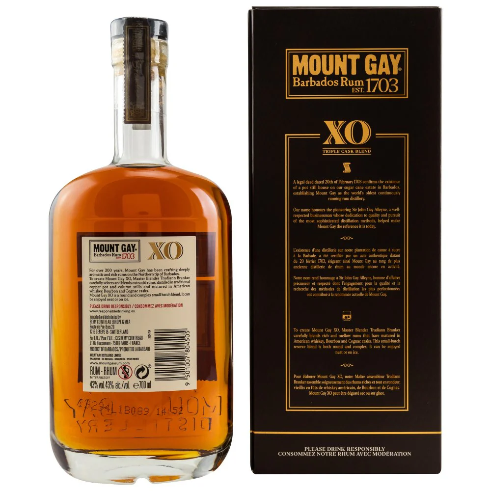 Mount Gay 1703 XO Barbados Rum 43% 0,7l - Image 2