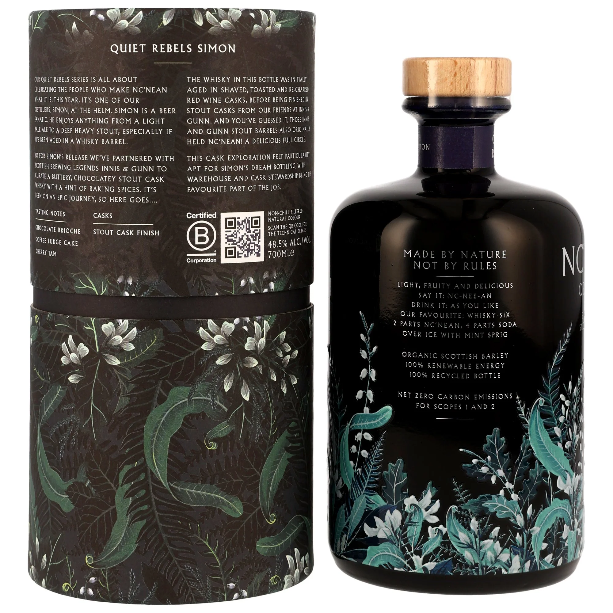 Nc'nean Organic Single Malt Stout Cask Finish Quiet Rebels: Simon 48,5% 0,7l - Image 3
