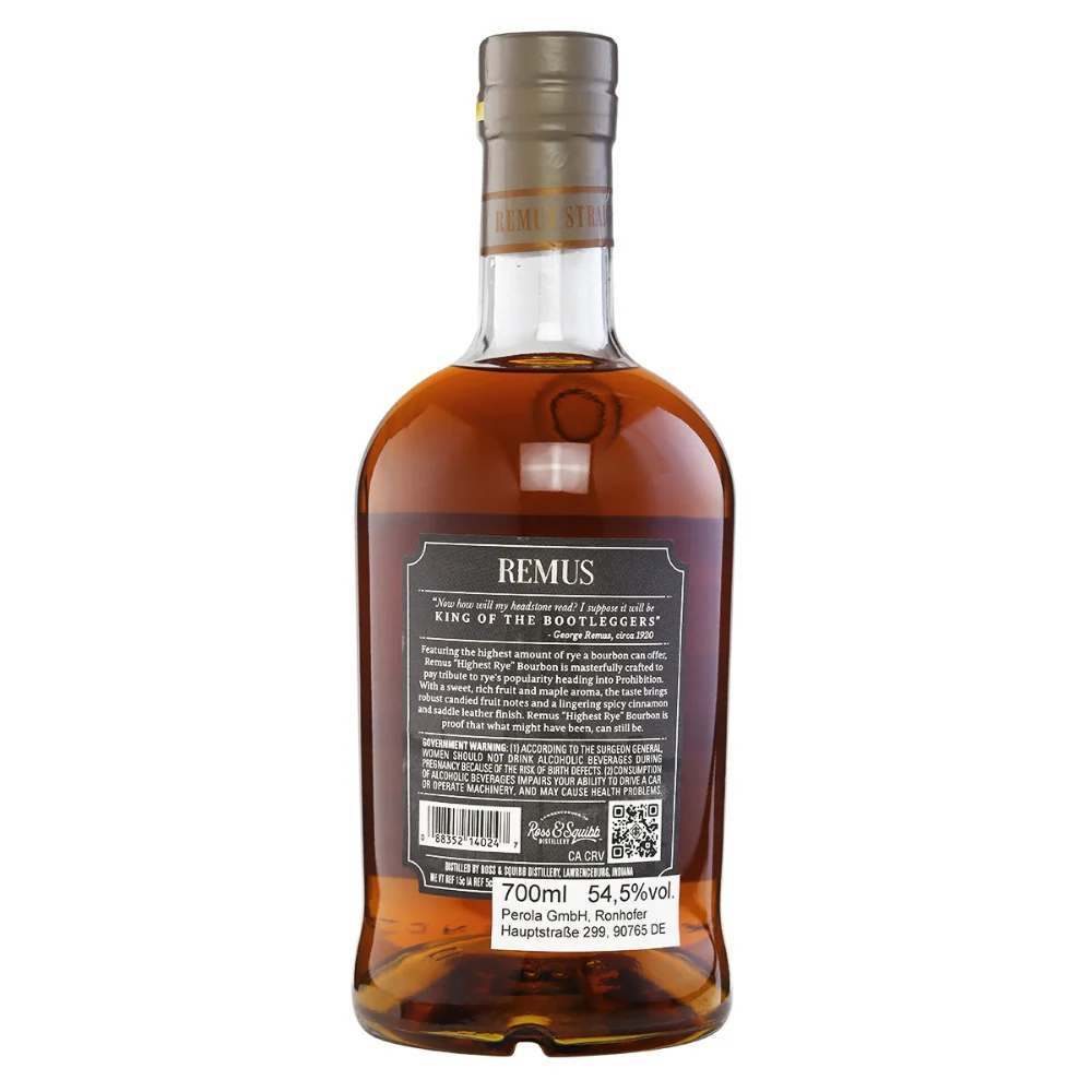 Remus Highest Rye Straight Bourbon Whiskey 6 Jahre 54,5% 0,7l - Image 2