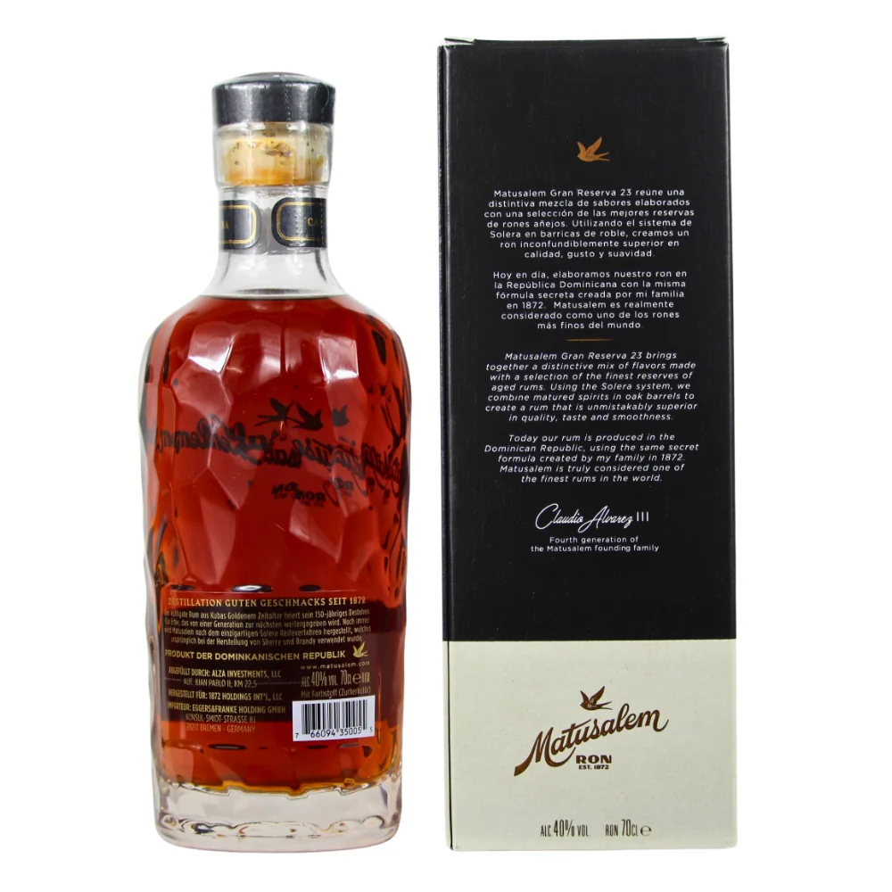 Ron Matusalem 23 Jahre Gran Reserva Rum 40% 0,7l - Image 2
