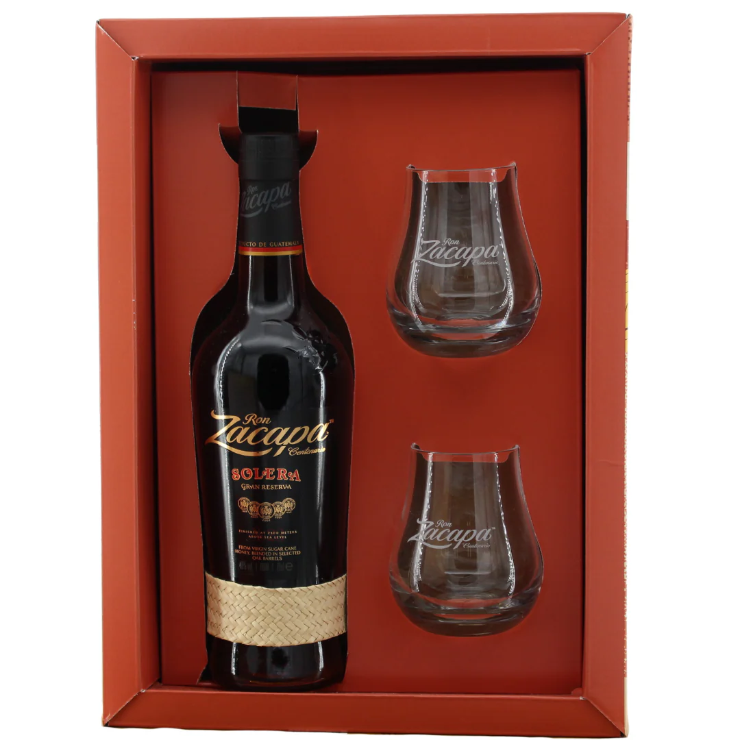 Ron Zacapa Centenario Solera Rum Geschenkset mit 2 Gläsern 40% 0,7l