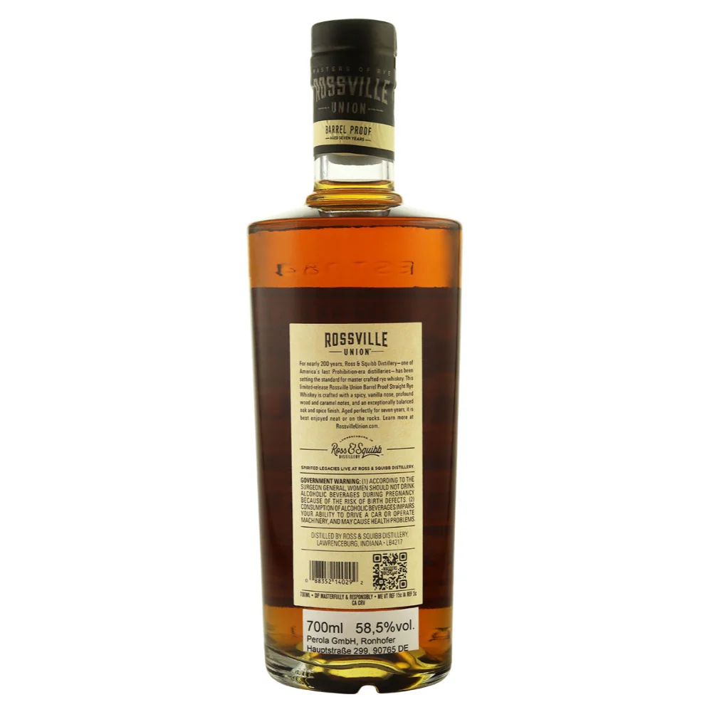 Rossville Union Barrel Proof 7 Jahre Straight Rye Whiskey 58,5% 0,7l - Image 2