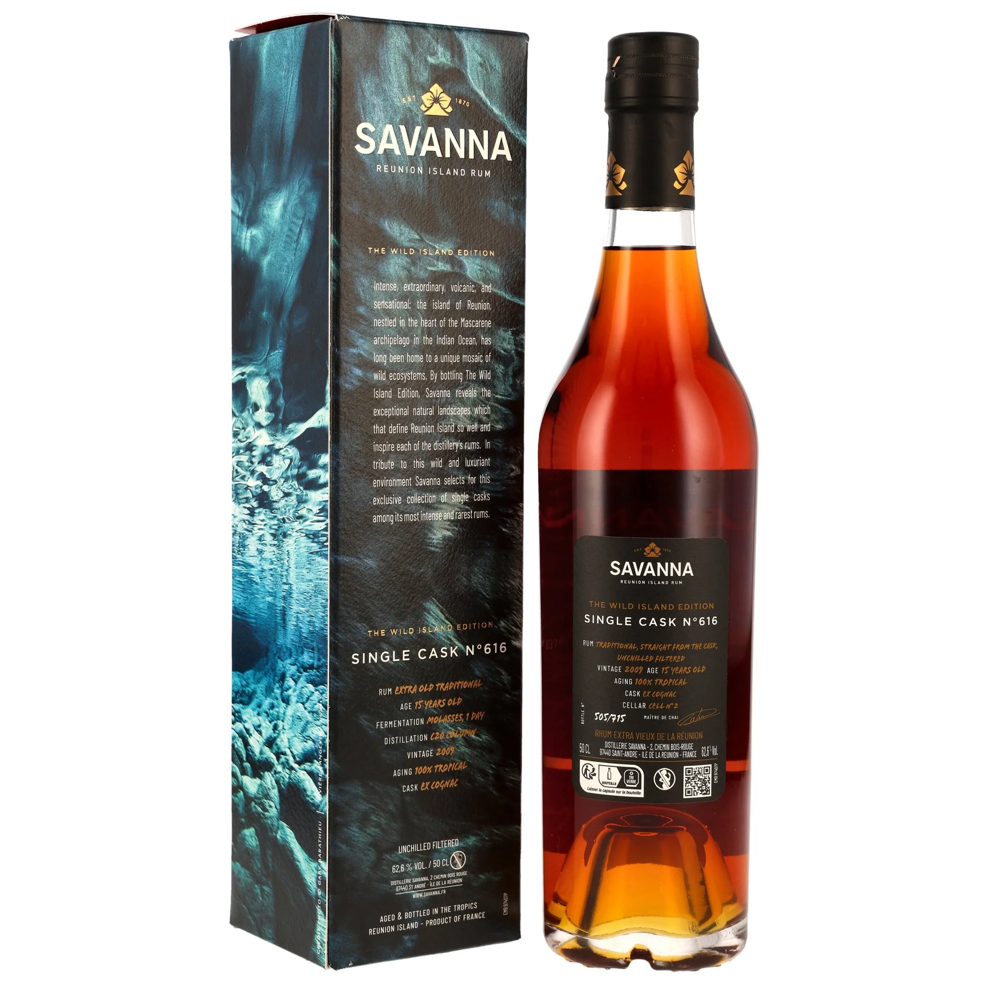 Savanna 15 Jahre 2009 Rhum Traditionnel Cognac Cask #616 62,6% 0,5l - Image 2