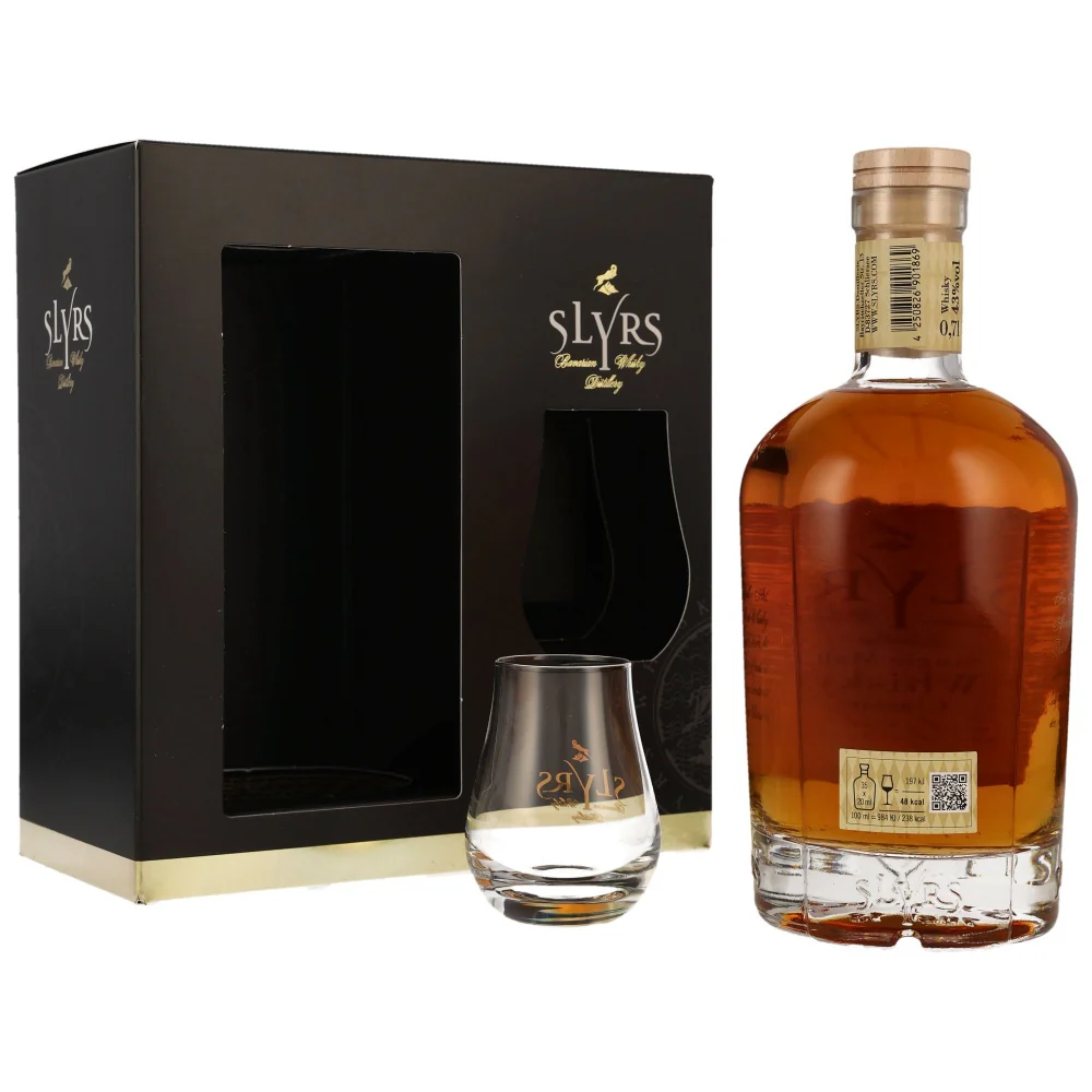 Slyrs Classic Single Malt Whisky Geschenkset 43% 0,7l, Flasche und Nosingglas - Image 2