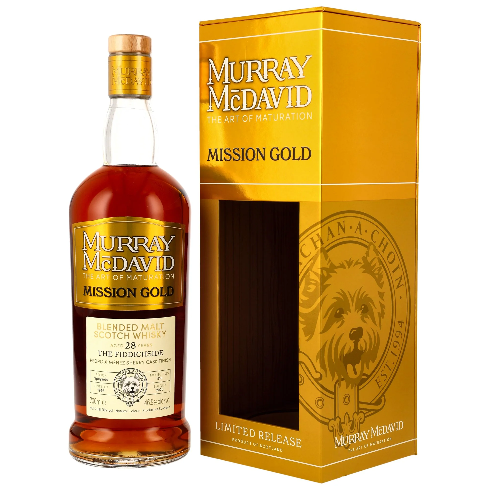 The Fiddichside 28 Jahre 1997/2025 Mission Gold Blended Malt Murray McDavid 46,9% 0,7l