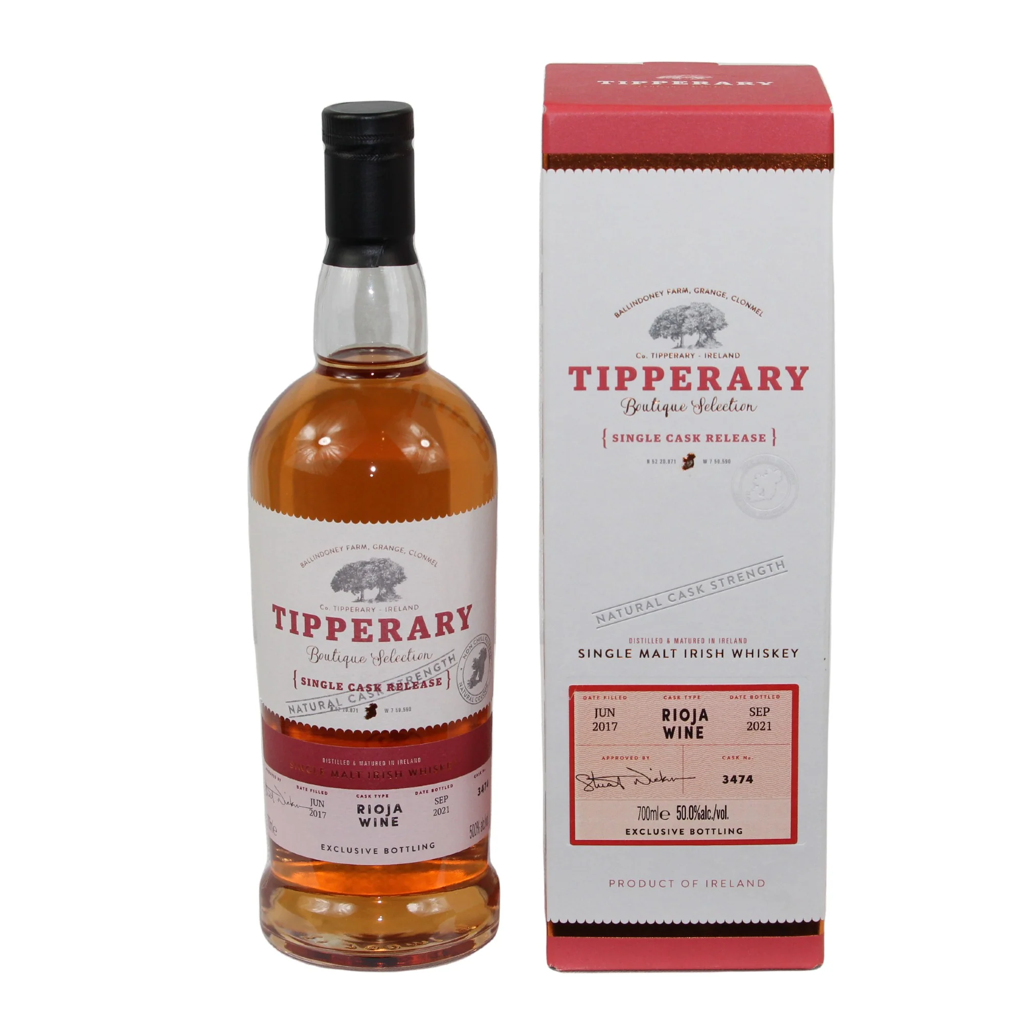 Tipperary 2017/2021 4 Jahre Rioja Wine Boutique Selection Single Cask #3474  50% 0,7l