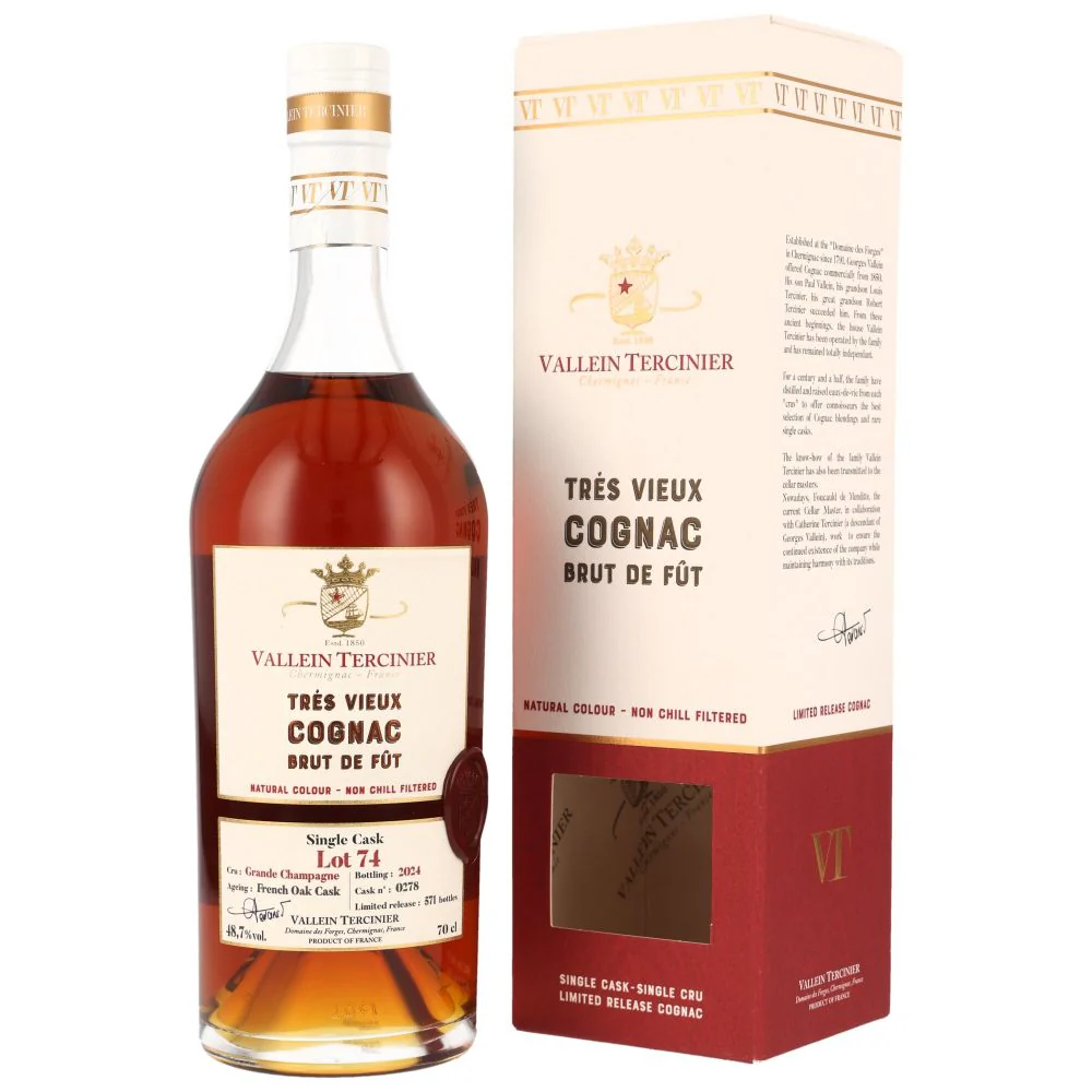 Vallein Tercinier 50 Jahre Grande Champagne Cognac Lot 74 48,7% 0,7l