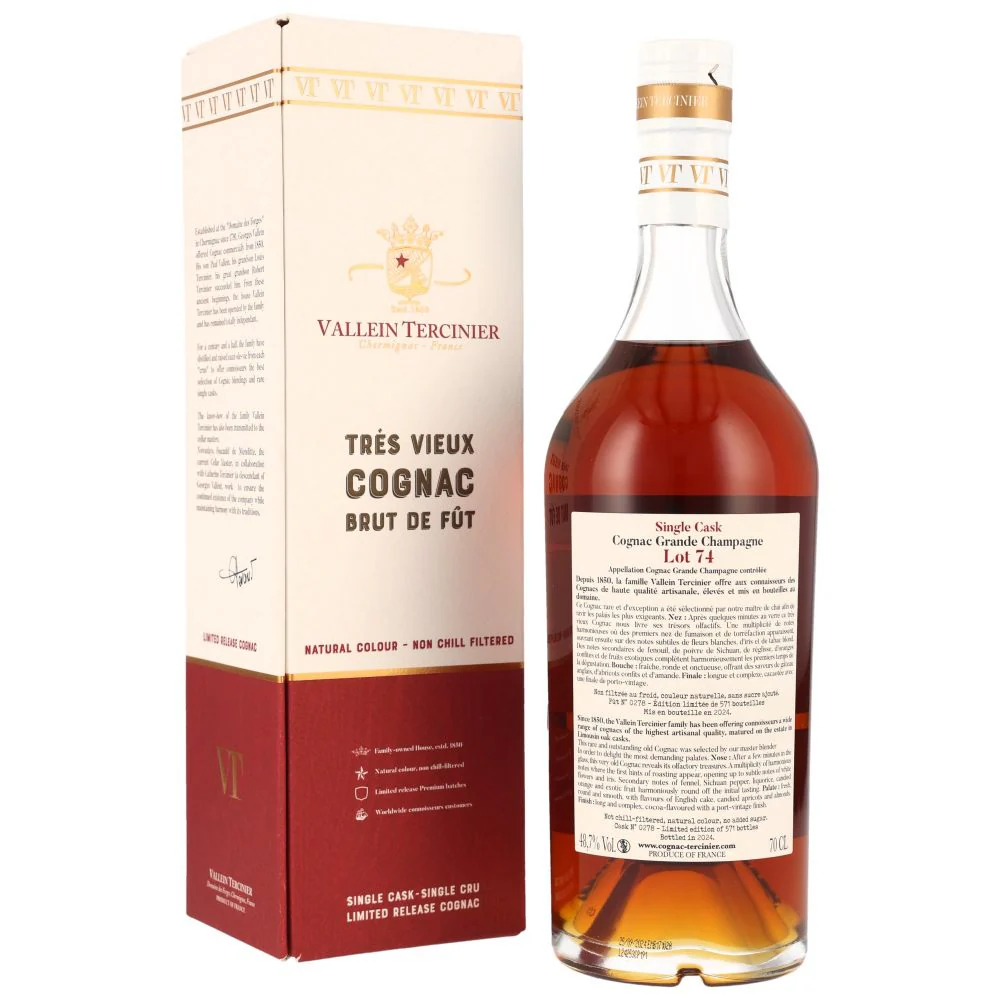 Vallein Tercinier 50 Jahre Grande Champagne Cognac Lot 74 48,7% 0,7l - Image 2